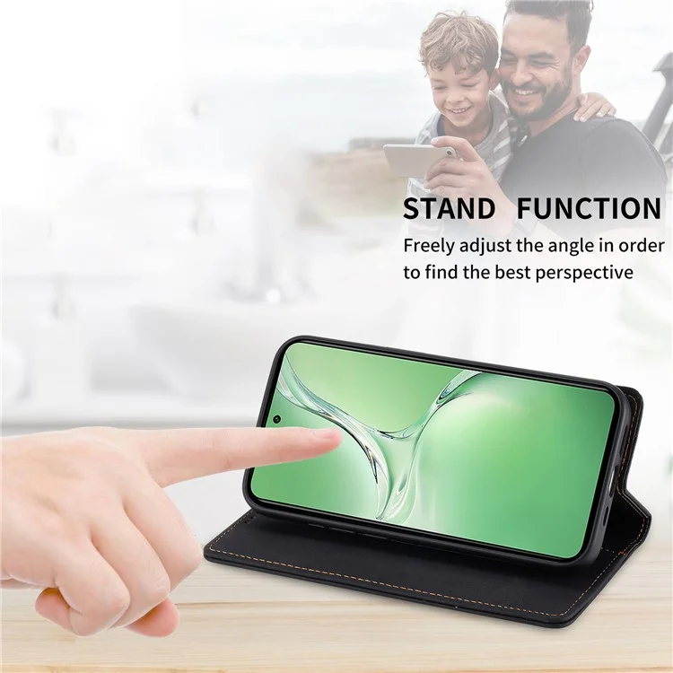 Capa carteira de couro PU com bloqueio RFID para Oppo K12 / OnePlus Nord CE4 5G - Preto
