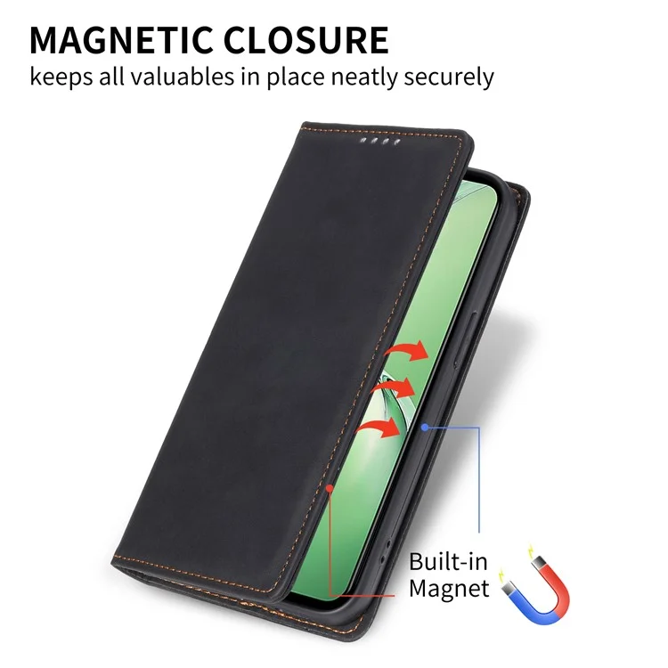 Capa carteira de couro PU com bloqueio RFID para Oppo K12 / OnePlus Nord CE4 5G - Preto