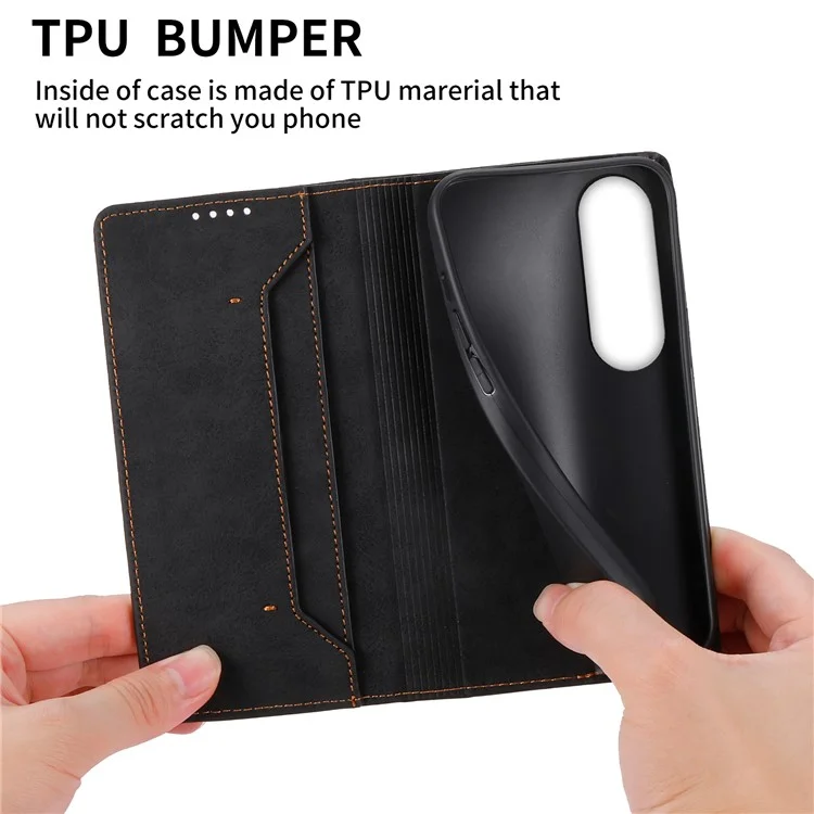 Capa carteira de couro PU com bloqueio RFID para Oppo K12 / OnePlus Nord CE4 5G - Preto