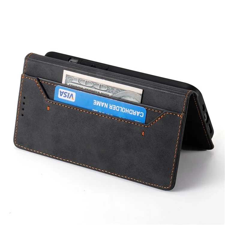 Capa carteira de couro PU com bloqueio RFID para Oppo K12 / OnePlus Nord CE4 5G - Preto