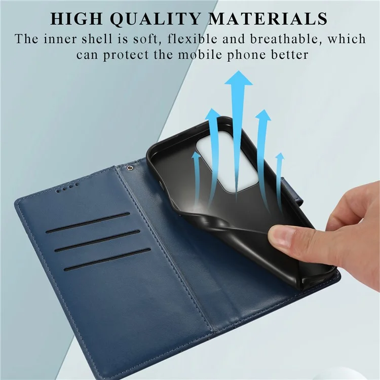 DF-06 For Oppo Reno12 5G (Global) Wallet Phone Case Line Imprint Leather Flip Cover - Blue