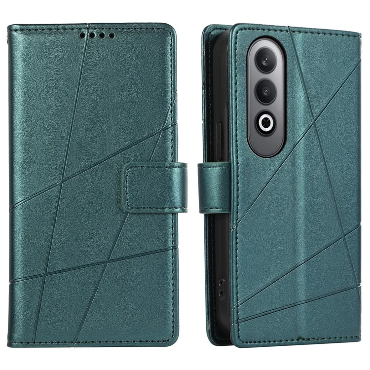 DF-06 For Oppo K12 / Nord CE4 5G Phone Case Leather Flip Wallet Cover Line Imprint - Green