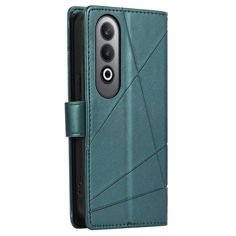 DF-06 For Oppo K12 / Nord CE4 5G Phone Case Leather Flip Wallet Cover Line Imprint - Green