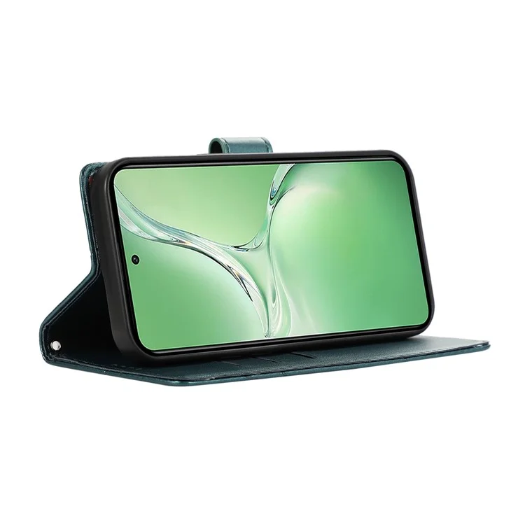 DF-06 For Oppo K12 / Nord CE4 5G Phone Case Leather Flip Wallet Cover Line Imprint - Green