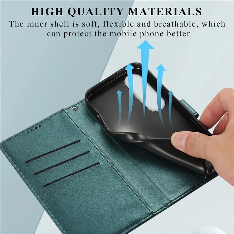 DF-06 For Oppo K12 / Nord CE4 5G Phone Case Leather Flip Wallet Cover Line Imprint - Green