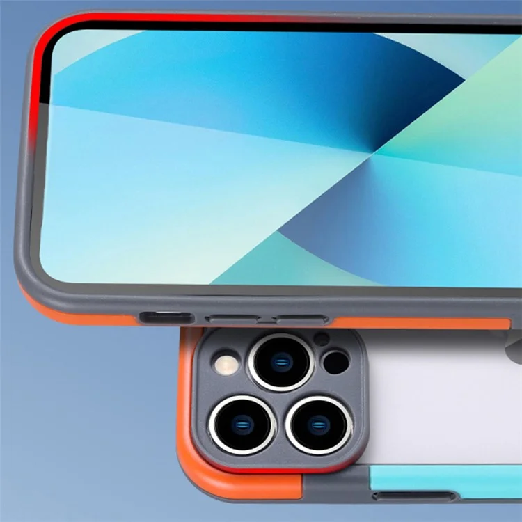 WOLMTT For iPhone 16 Pro Max Case Transparence Panneau Arrière PC+TPU Housse de Téléphone Cadre Bicolore - Orange+Gris