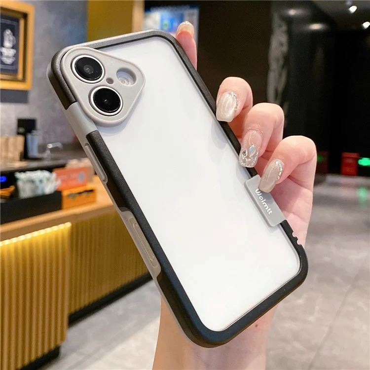 WOLMTT For iPhone 16 Plus Case PC+TPU Transparent Phone Cover Dual Color Frame Aesthetic Design - Black+Black