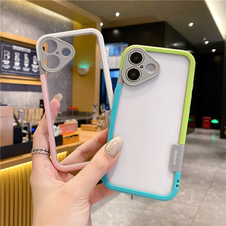WOLMTT For iPhone 16 Plus Case PC+TPU Transparent Phone Cover Dual Color Frame Aesthetic Design - Black+Black