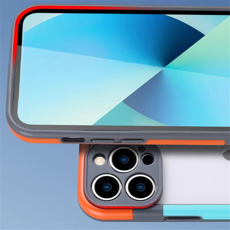 WOLMTT Obudowa na iPhone 16 Pro, kolorowa ramka, przezroczysta obudowa PC+TPU - fioletowa+różowa