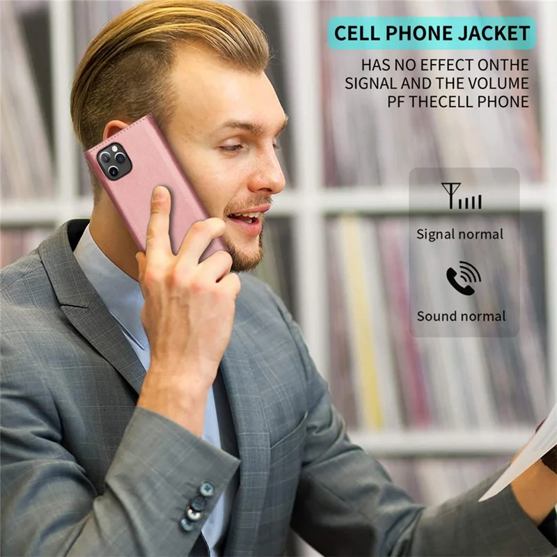 N.BEKUS Custodie per iPhone 16 Pro Pelle al tatto con Tasche per Carte - Oro Rosa