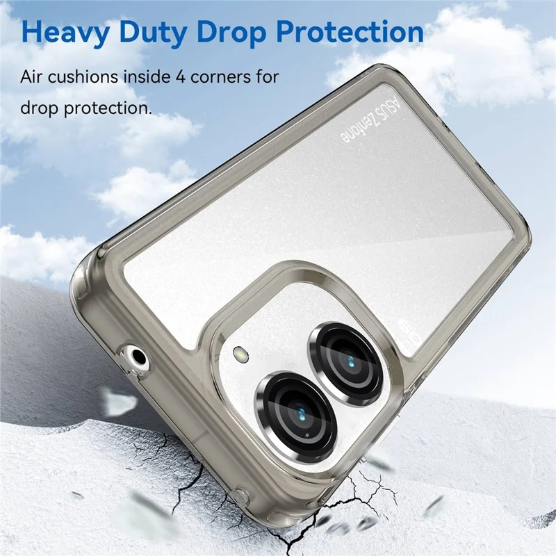 For Asus Zenfone 9 5G / 10 5G TPU + Acrylic Clear Back Phone Protective Case Anti-drop Anti-scratch Back Cover - Transparent Grey