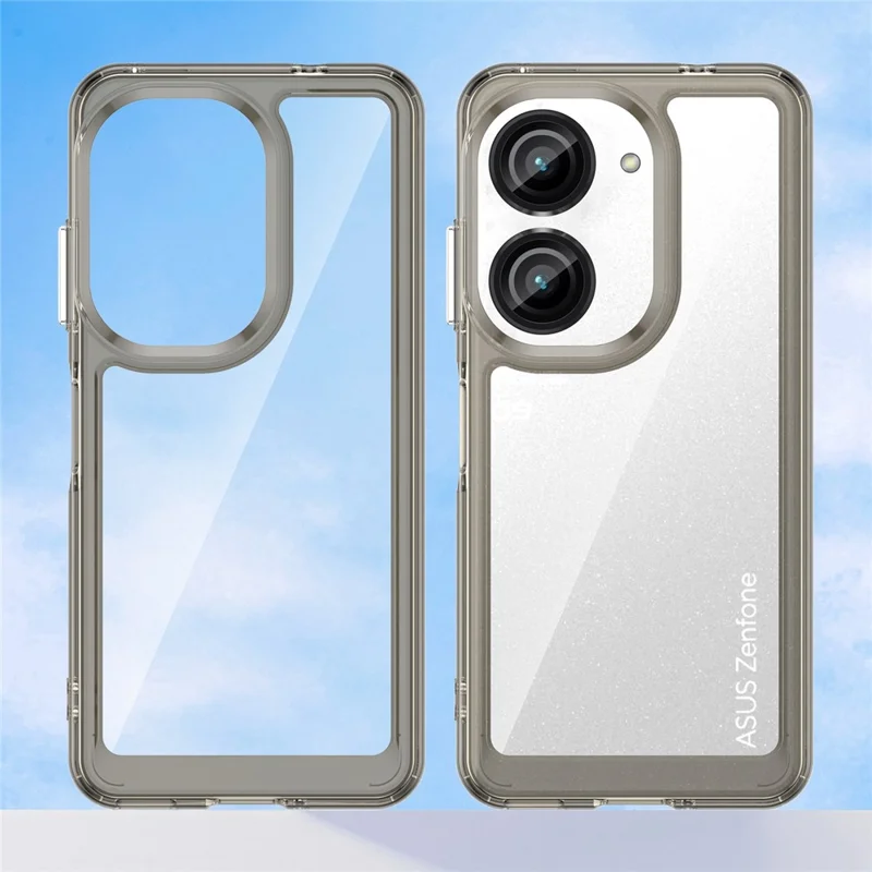 For Asus Zenfone 9 5G / 10 5G TPU + Acrylic Clear Back Phone Protective Case Anti-drop Anti-scratch Back Cover - Transparent Grey