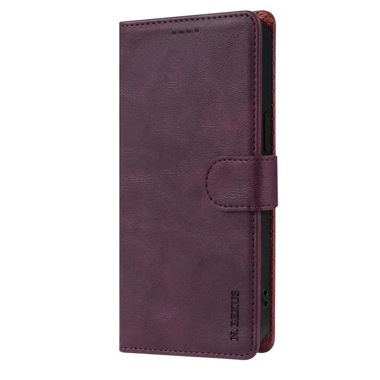 N.BEKUS CSJ-001 For iPhone 16 Pro Wallet Case PU Leather Cover with Stand - Wine Red