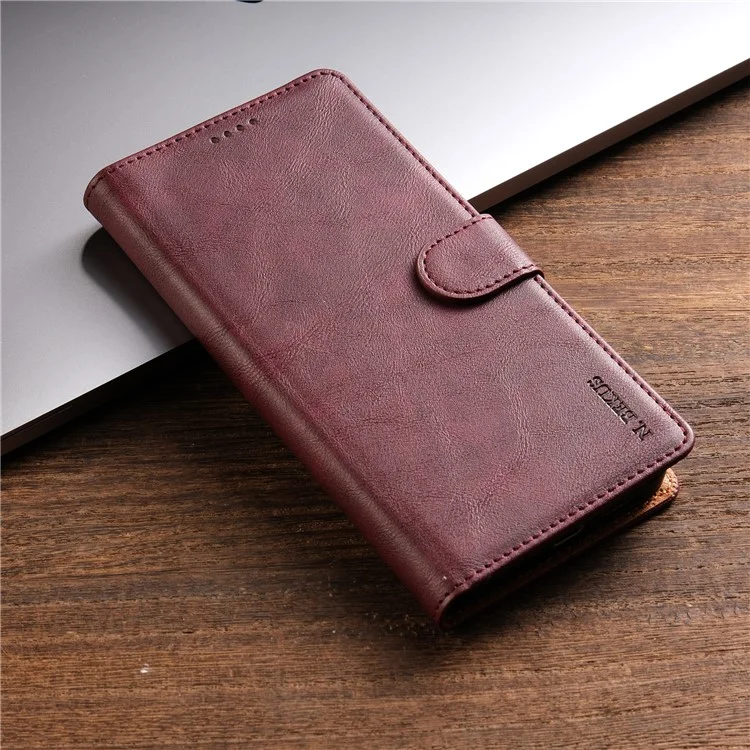 N.BEKUS CSJ-001 For iPhone 16 Pro Wallet Case PU Leather Cover with Stand - Wine Red