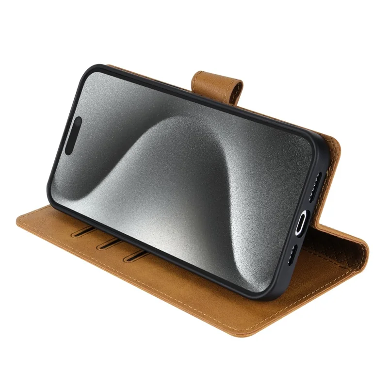 N.BEKUS CSJ-001 For iPhone 16 Pro Wallet Case PU Leather Cover with Stand - Brown