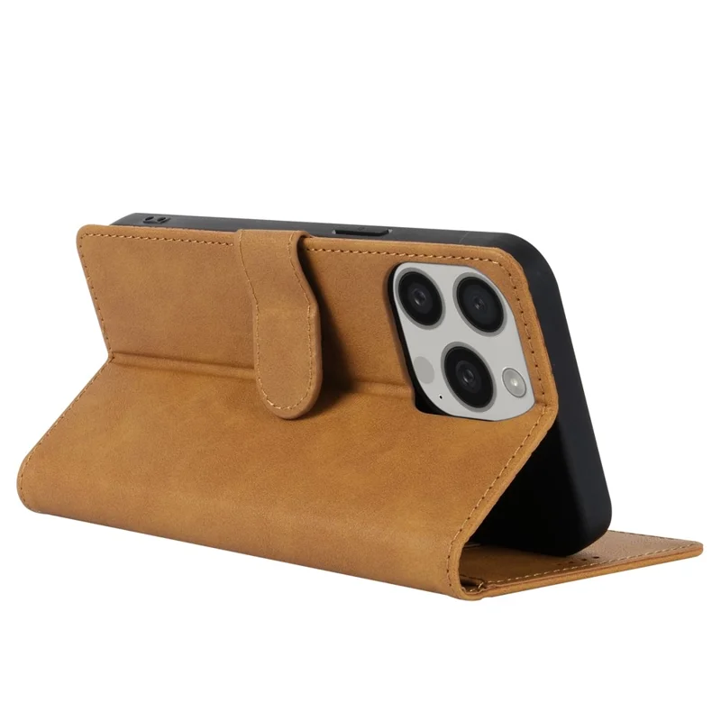 N.BEKUS CSJ-001 For iPhone 16 Pro Wallet Case PU Leather Cover with Stand - Brown