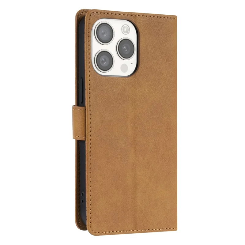 N.BEKUS CSJ-001 For iPhone 16 Pro Wallet Case PU Leather Cover with Stand - Brown