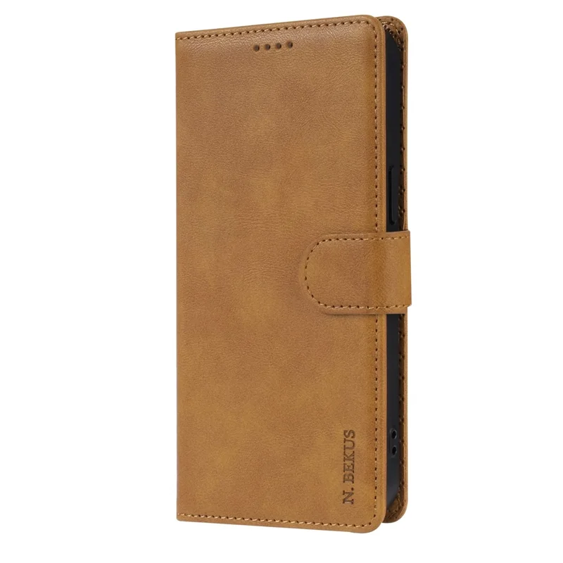 N.BEKUS CSJ-001 For iPhone 16 Pro Wallet Case PU Leather Cover with Stand - Brown