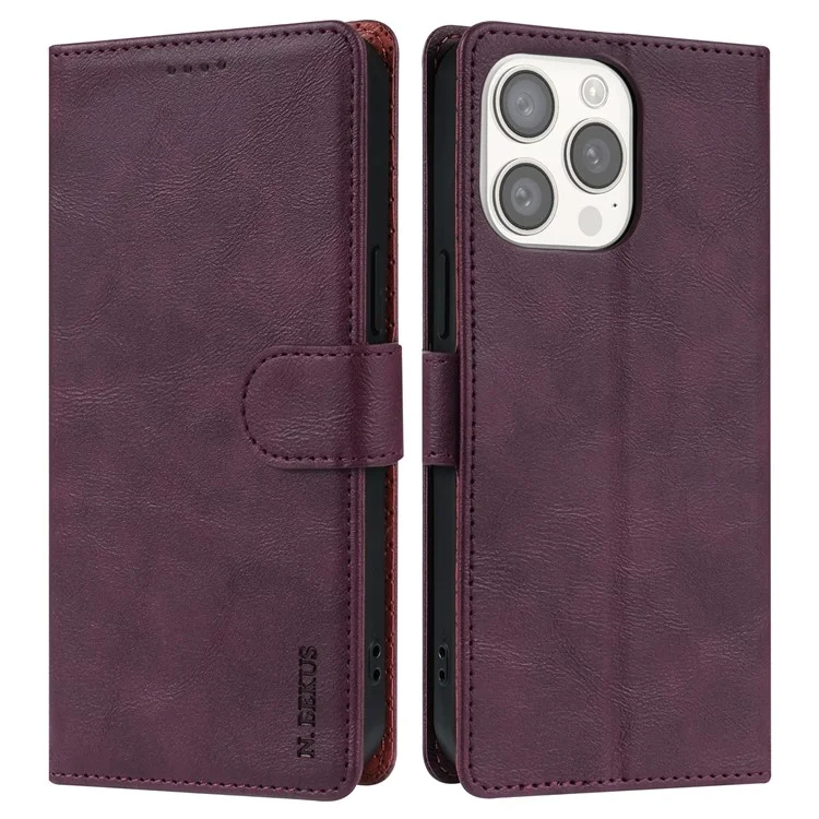 N.BEKUS CSJ-001 Per iPhone 16 Pro Max Stand Case Custodia in Pelle PU Wallet Phone - Rosso Vino