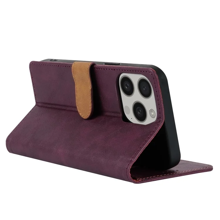N.BEKUS CSJ-001 Per iPhone 16 Pro Max Stand Case Custodia in Pelle PU Wallet Phone - Rosso Vino