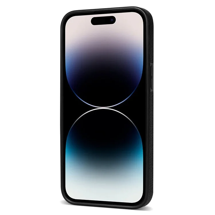 Per iPhone 16 Pro Max Kickstand Case PU+TPU Card Holder Phone Cover - Nero