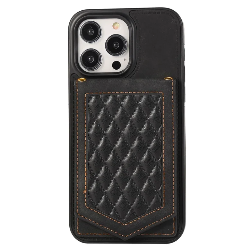For iPhone 16 Pro Cover TPU Leather Phone Case RFID Blocking Hidden Mirror - Black