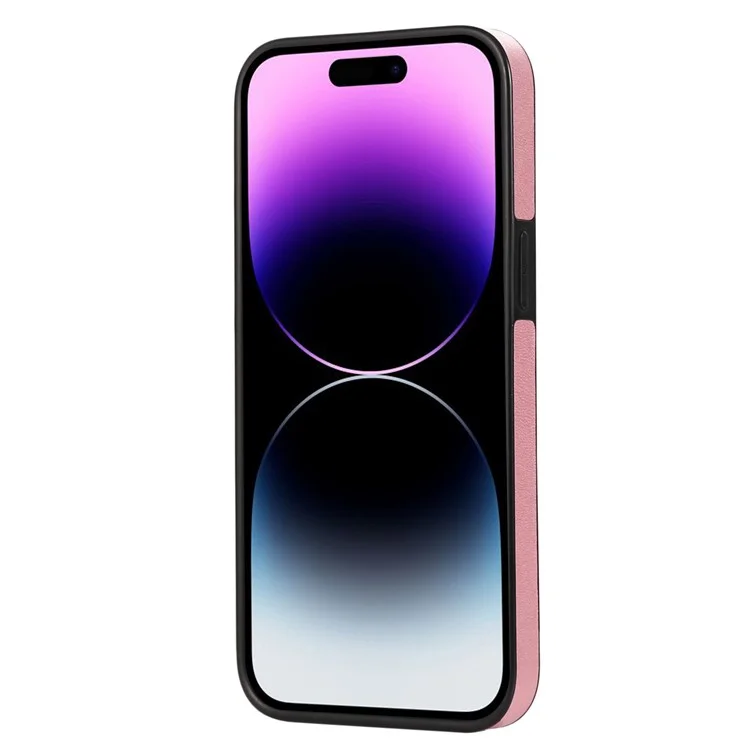 For iPhone 16 Pro Max Case RFID Blocking Hidden Mirror TPU+PU Phone Cover - Rose Gold