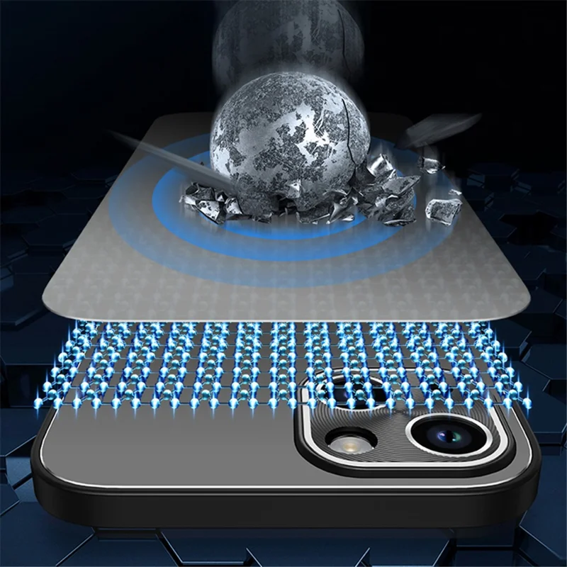 Para iPhone 14 Case PC+TPU Anti-choque Hybrid Phone Cover Camera Protection - Graphite Black
