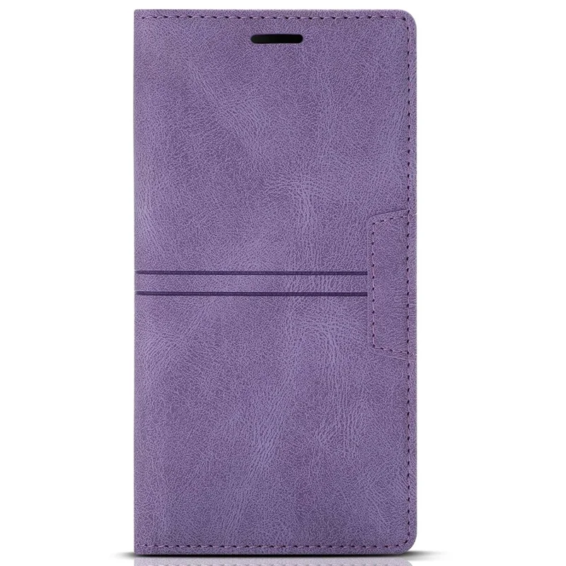 For iPhone 16 Pro Wallet Case Magnetic Closing Leather Phone Cover - Purple