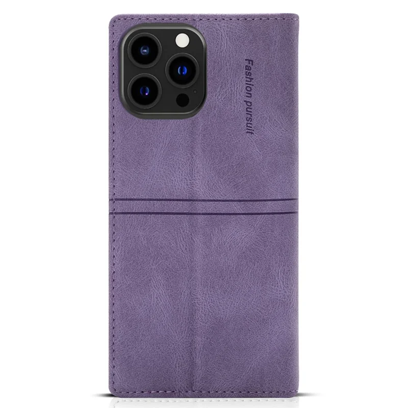 For iPhone 16 Pro Wallet Case Magnetic Closing Leather Phone Cover - Purple