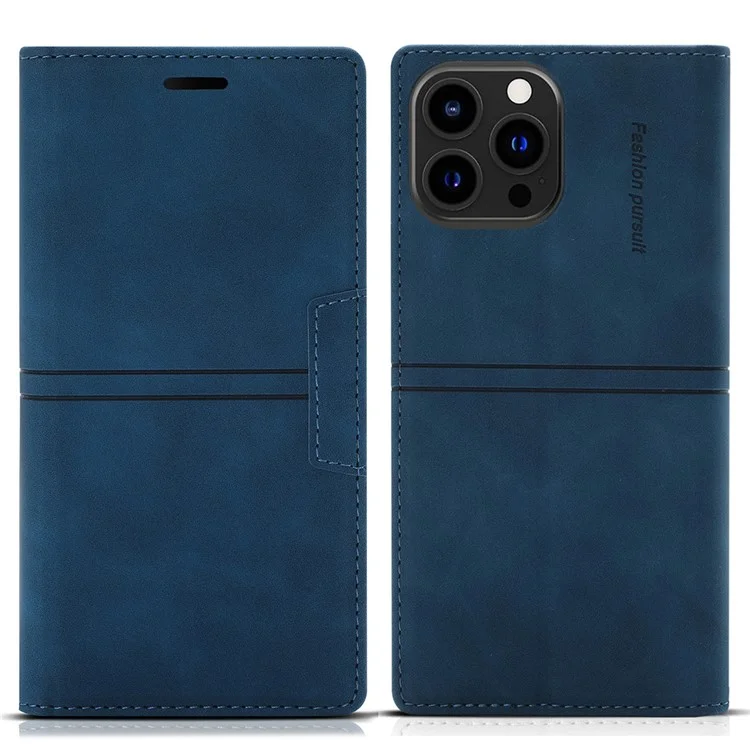 Per iPhone 16 Pro Max Wallet Phone Case Magnetic Closing Leather Flip Cover - Blue