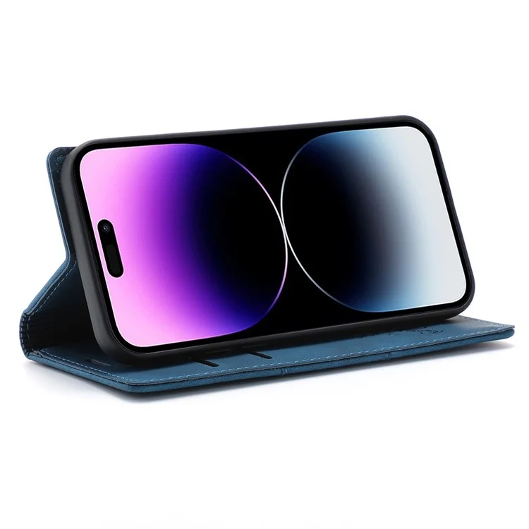 Per iPhone 16 Pro Max Wallet Phone Case Magnetic Closing Leather Flip Cover - Blue