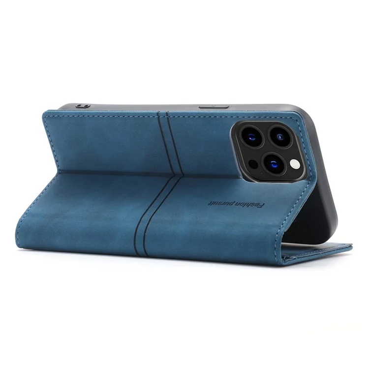 Per iPhone 16 Pro Max Wallet Phone Case Magnetic Closing Leather Flip Cover - Blue