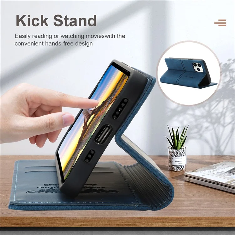 Per iPhone 16 Pro Max Wallet Phone Case Magnetic Closing Leather Flip Cover - Blue