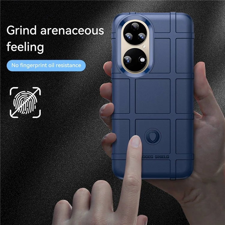 Para Huawei P50 Pro 4g, Shell Anti-arranhão Textura de Grade Quadrada Robusta - Azul
