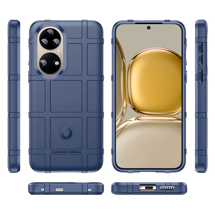 Para Huawei P50 Pro 4g, Shell Anti-arranhão Textura de Grade Quadrada Robusta - Azul