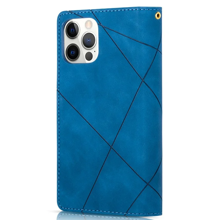 For iPhone 16 Pro Case Color Splicing Anti-Drop Leather Wallet Phone Cover - Blau