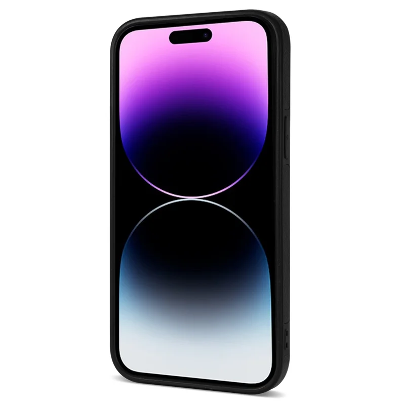 N.BEKUS For iPhone 16 Pro Max Kickstand Case Leather+TPU Card Slot Phone Cover - Black