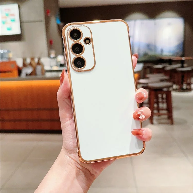 Para Samsung Galaxy A55 5G Case Electroplated Design Soft TPU Phone Cover - Ivory White
