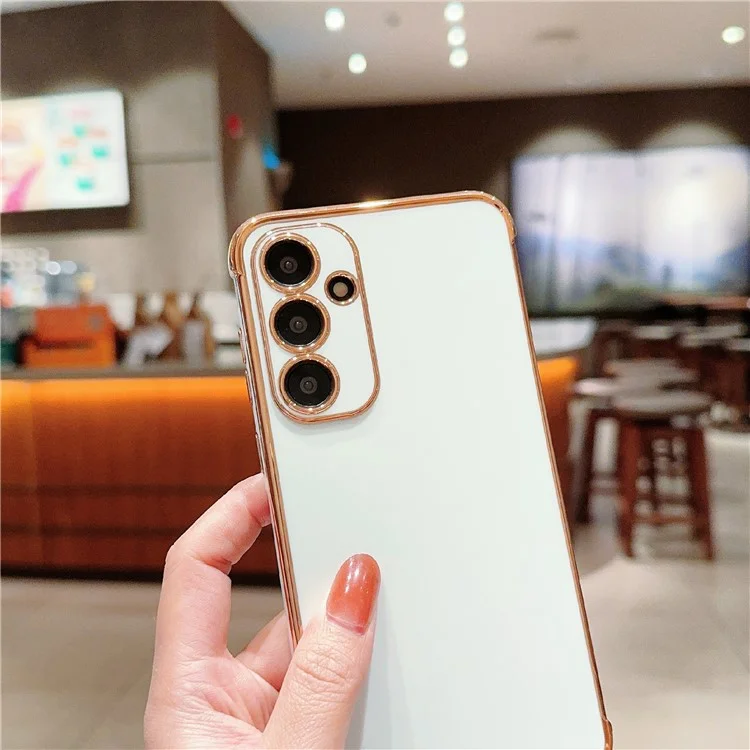 Para Samsung Galaxy A55 5G Case Electroplated Design Soft TPU Phone Cover - Ivory White