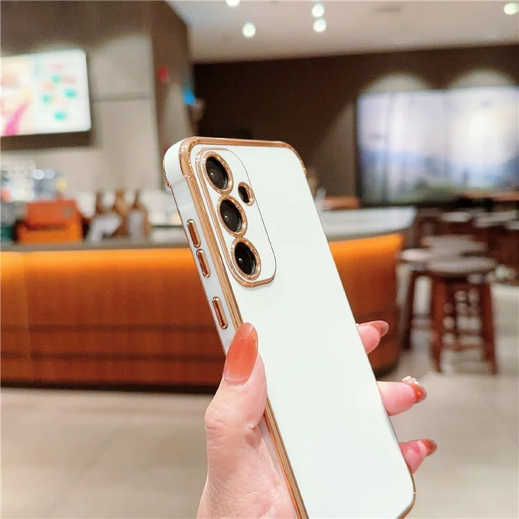 Para Samsung Galaxy A55 5G Case Electroplated Design Soft TPU Phone Cover - Ivory White