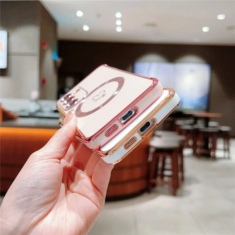 For Samsung Galaxy S24 Magnetic Case Love Hearts Pattern Soft TPU Phone Cover - Black