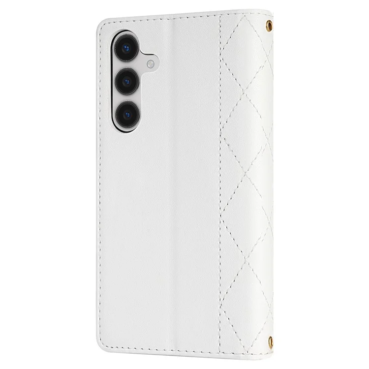 CSJ-P2 For Samsung Galaxy A34 5G Case Stitching Leather Phone Cover with Straps - White