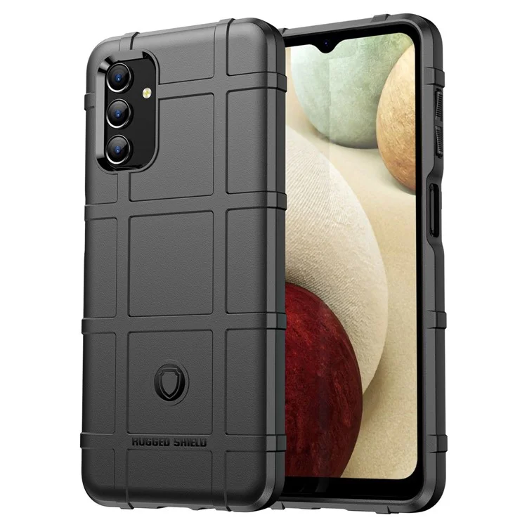 Para Samsung Galaxy A04s 4G (164,7 x 76,7 x 9,1 mm) Capa Protetora de Telefone Quadriculada Resistente e Anti-Queda em TPU - Preta