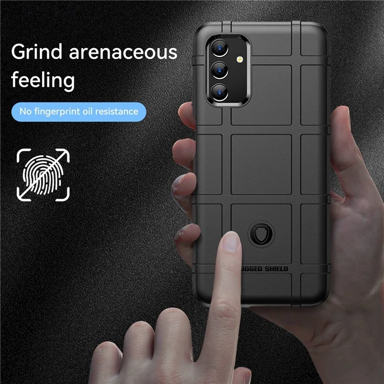 Para Samsung Galaxy A04s 4G (164,7 x 76,7 x 9,1 mm) Capa Protetora de Telefone Quadriculada Resistente e Anti-Queda em TPU - Preta