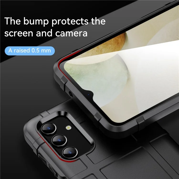 Para Samsung Galaxy A04s 4G (164,7 x 76,7 x 9,1 mm) Capa Protetora de Telefone Quadriculada Resistente e Anti-Queda em TPU - Preta