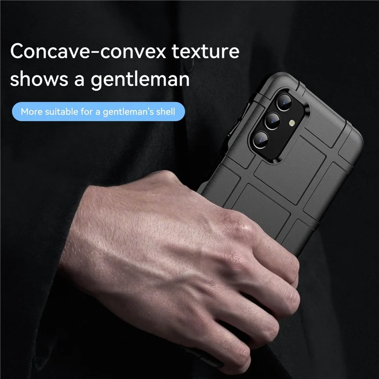 Para Samsung Galaxy A04s 4G (164,7 x 76,7 x 9,1 mm) Capa Protetora de Telefone Quadriculada Resistente e Anti-Queda em TPU - Preta