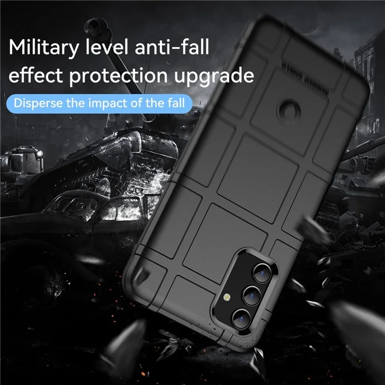Para Samsung Galaxy A04s 4G (164,7 x 76,7 x 9,1 mm) Capa Protetora de Telefone Quadriculada Resistente e Anti-Queda em TPU - Preta