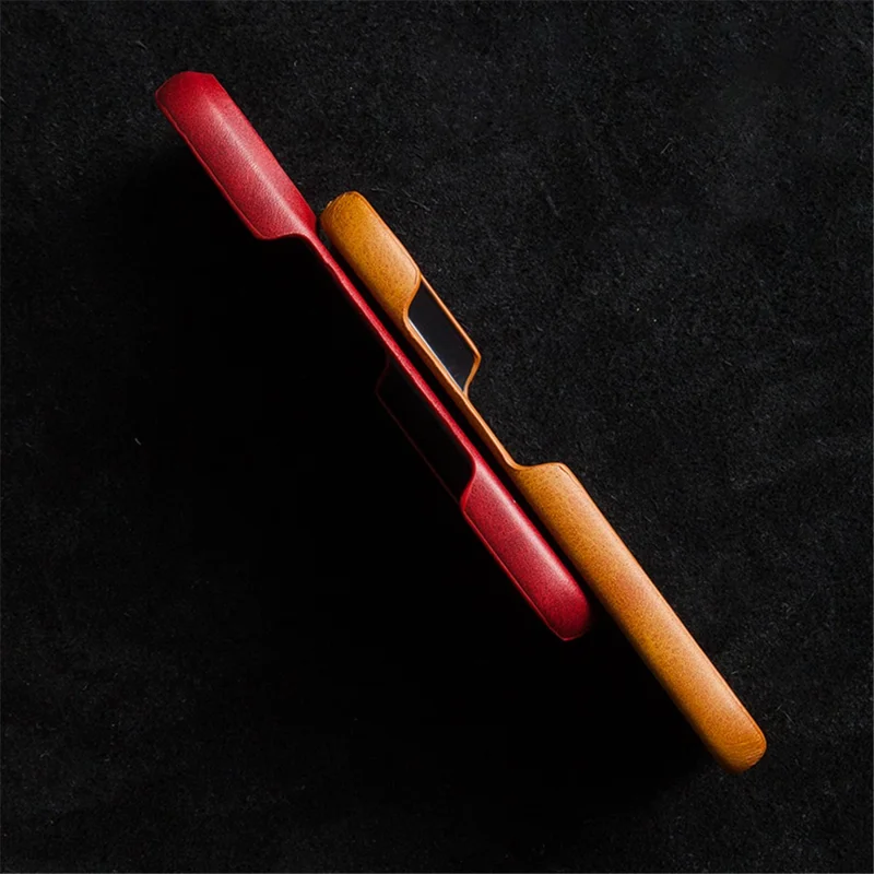 Per iPhone 16 Pro Max Case Calf Texture PU Leather Coated PC Phone Cover - Orange