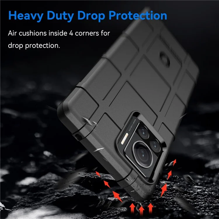 Mobile Phone Cover for Motorola Moto X30 Pro 5G / Edge 30 Ultra 5G, Rugged Square Grid Texture TPU Shockproof Phone Case - Black